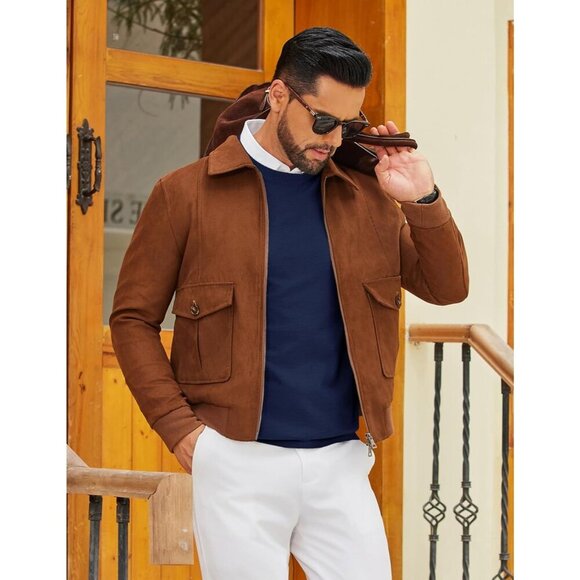 Coofandy Men Navy Blue Crew Neck Pullover Long Sleeve Lightweight Dress Sweater - Picture 5 of 6